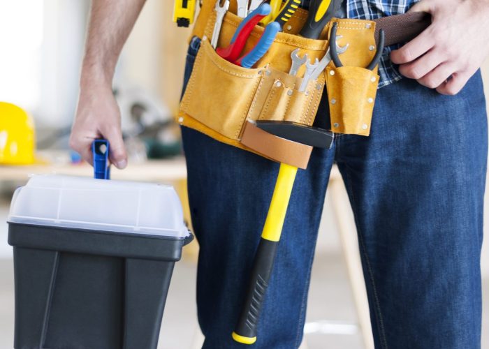Part of male construction worker